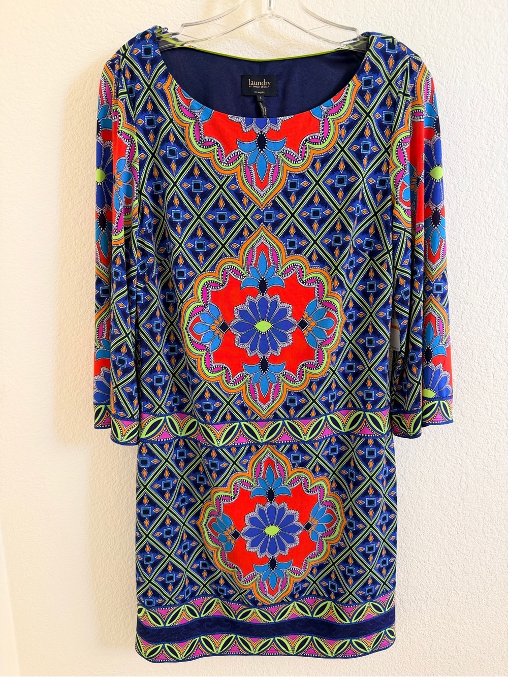 Laundry by Shelli Segal Geometric Mini Dress Blue & Red Small